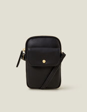 Faux Leather Pocket Phone Bag, Black (BLACK), large