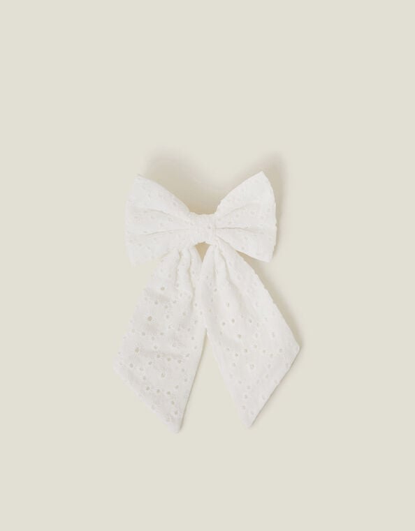 Broderie Bow Barrette Hair Clip, , large