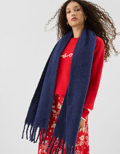 Super Soft Plain Scarf, Blue (NAVY), large