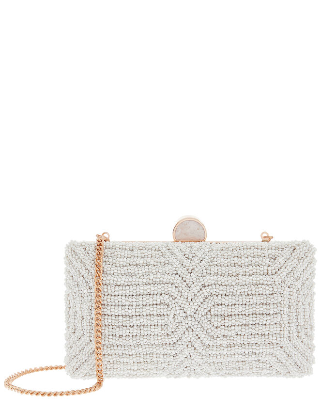 Bridal Beaded Hardcase Clutch Bag, , large