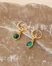 14ct Gold-Plated Heirloom Malachite Charm Earrings, , large