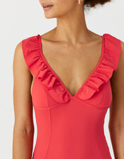 Exaggerated Ruffle Shaping Swimsuit, Red (RED), large