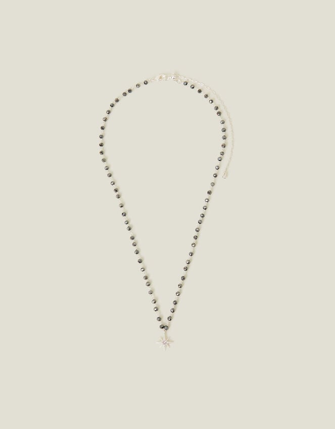 Sterling Silver-Plated Beaded Star Pendant Necklace, , large