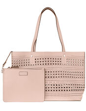 Perforated Shopper with Detachable Zip Pouch, Nude (NUDE), large