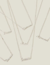 Sterling Silver-Plated Script Star Sign Necklace, Silver (ST SILVER), large