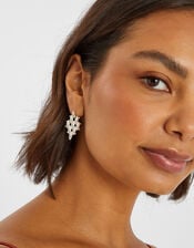 Sterling Silver-Plated Diamond Drop Earrings, , large