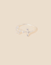 Recycled Sterling Silver Sparkly Constellation Scorpio Ring, White (ST CRYSTAL), large