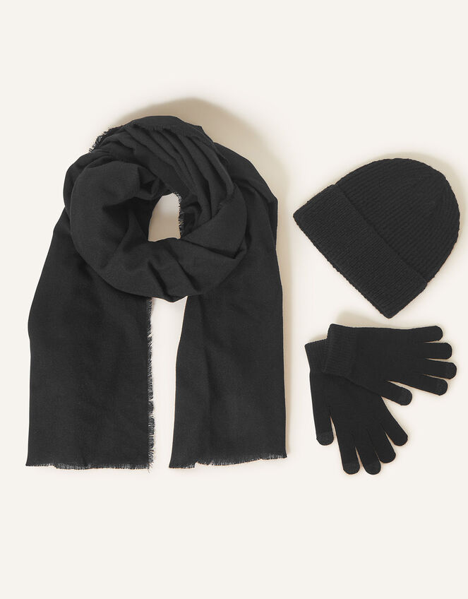 Super-Soft Hat, Gloves, and Scarf Set, Black (BLACK), large