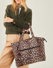 Leopard Print Shopper Tote Bag, , large