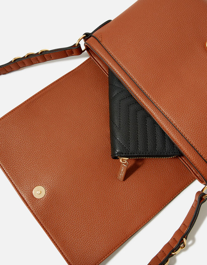 Large Flap Cross-Body Bag, Tan (TAN), large