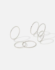 Platinum-Plated Stacking Ring Set, Silver (SILVER), large