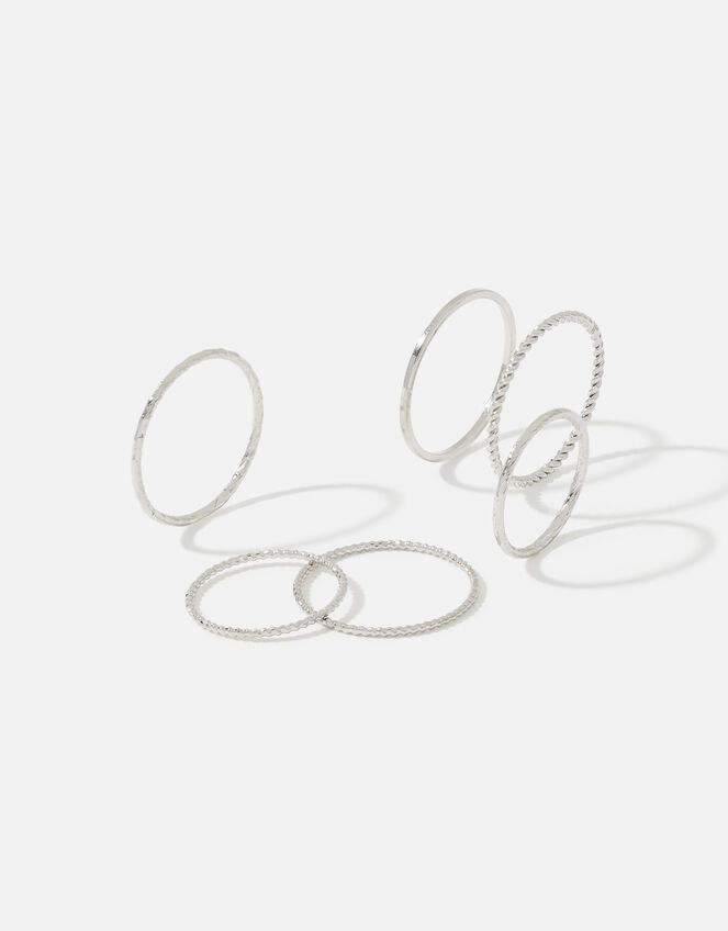 Platinum-Plated Stacking Ring Set, Silver (SILVER), large