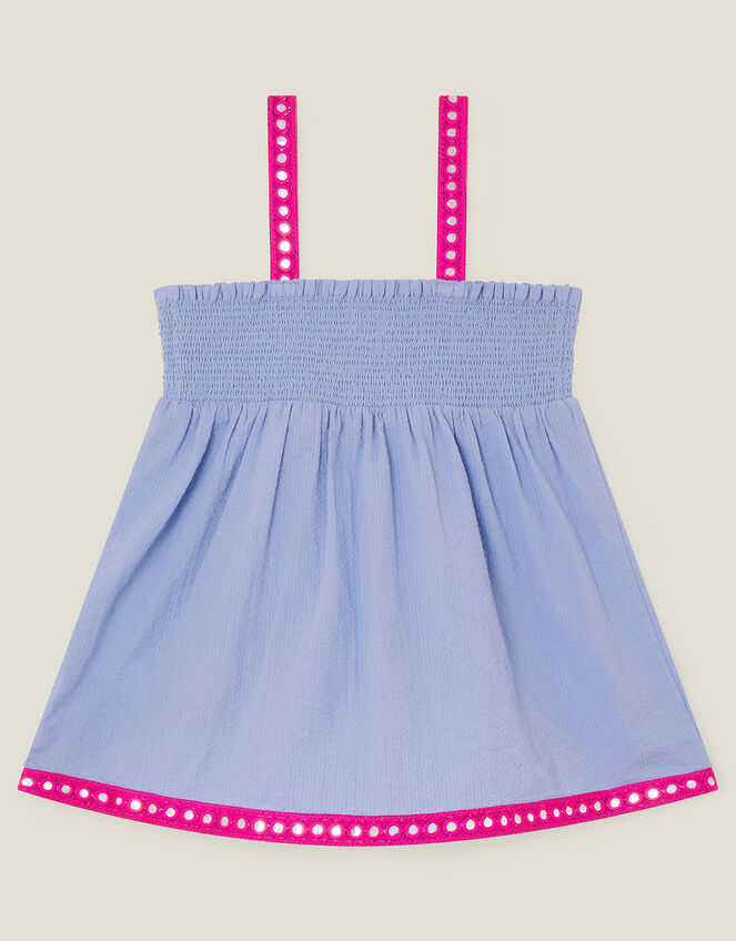 Girls Mirror Embellished Top, Blue (BLUE), large