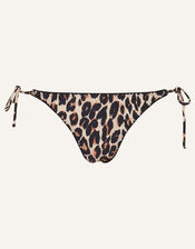 Leopard Blanket Stitch Bikini Bottoms, Brown (BROWN), large