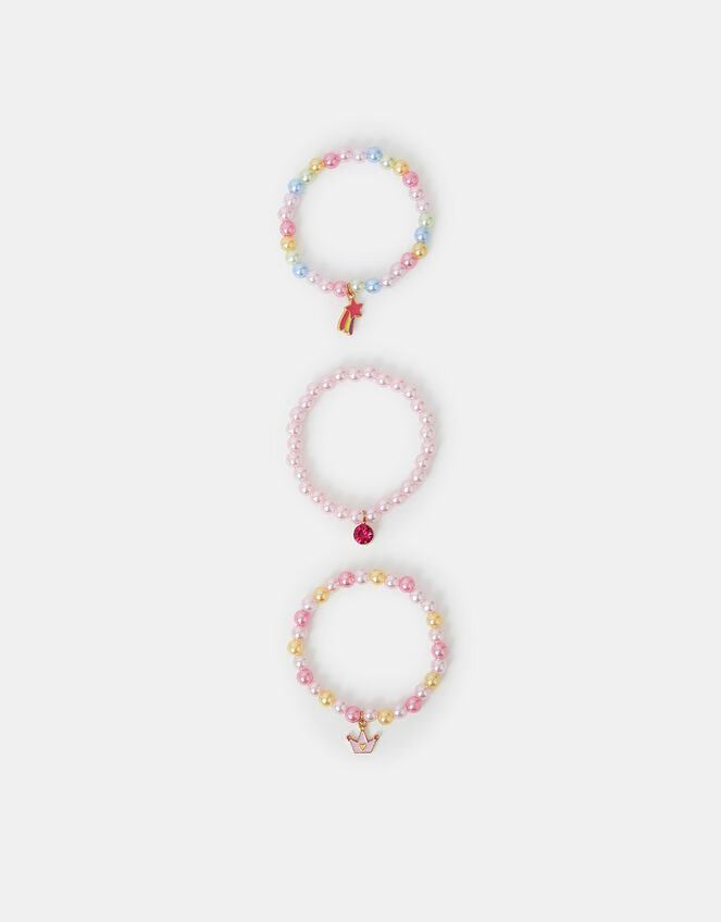 3-Pack Girls Princess Charm Bead Bracelets, , large