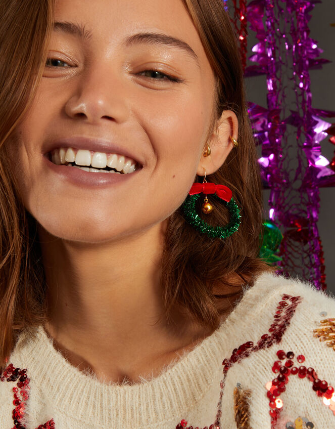 Christmas Wreath Earrings Earrings Accessorize UK