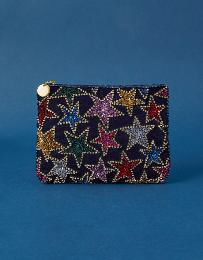Star Velvet Beaded Pouch, , large