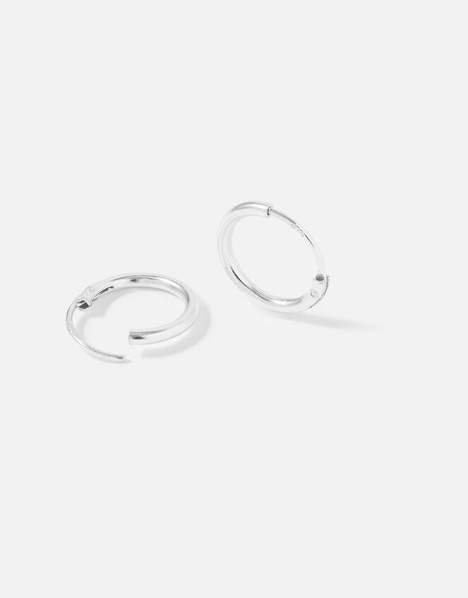 Sterling Silver Simple Huggie Hoops , , large