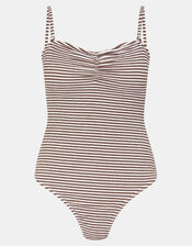 Textured Stripe Swimsuit, Camel (BEIGE), large