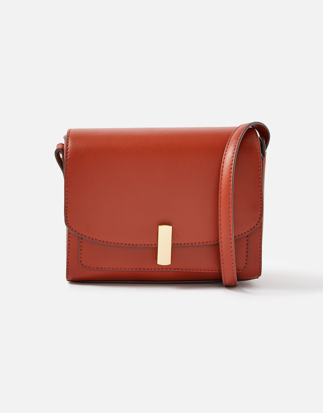 Abigail Turn Lock Cross-Body Bag , Orange (RUST), large