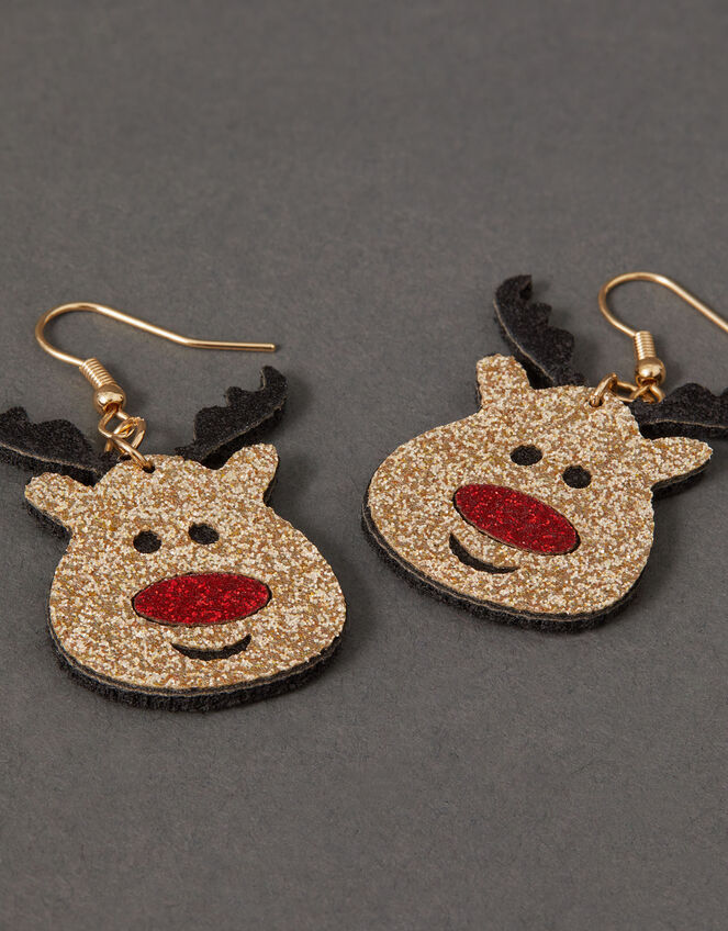 Glitter Reindeer Earrings, , large