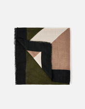 Mocha Geo Print Blanket Scarf, , large