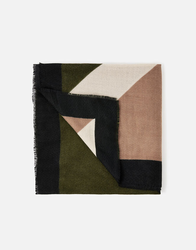 Mocha Geo Print Blanket Scarf, , large