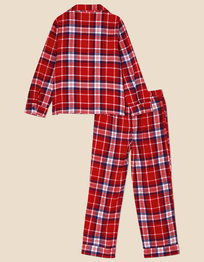 Girls Check Print Pyjama Set, Red (RED), large