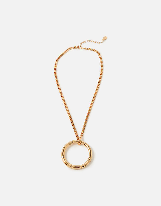 Chain and Open Circle Pendant Necklace, , large