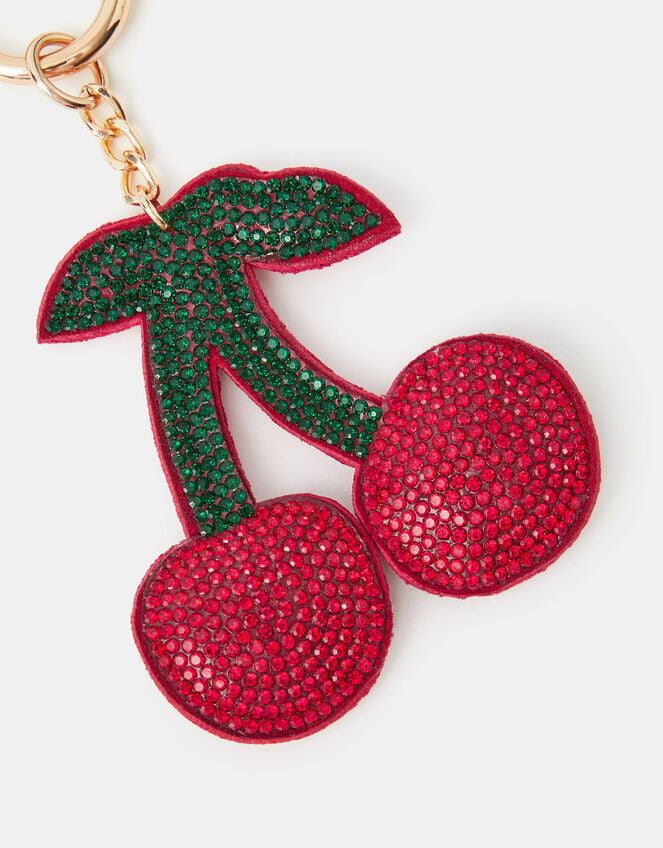 Rhinestone Cherry Bag Charm, , large