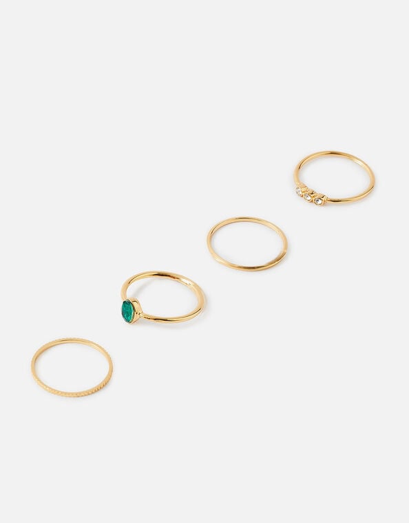 Oval Gem Ring 4 Pack Green, Green (GREEN), large