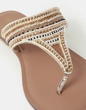 Embellished Flip Flops, Gold (GOLD), large