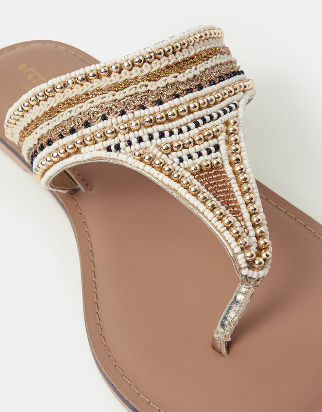 Embellished Flip Flops, Gold (GOLD), large