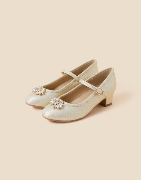 Girls Shimmer Gem Flamenco Shoes, Gold (GOLD), large