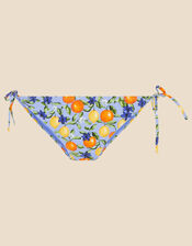Lemons and Oranges Tie Side Bikini Briefs, Blue (BLUE), large