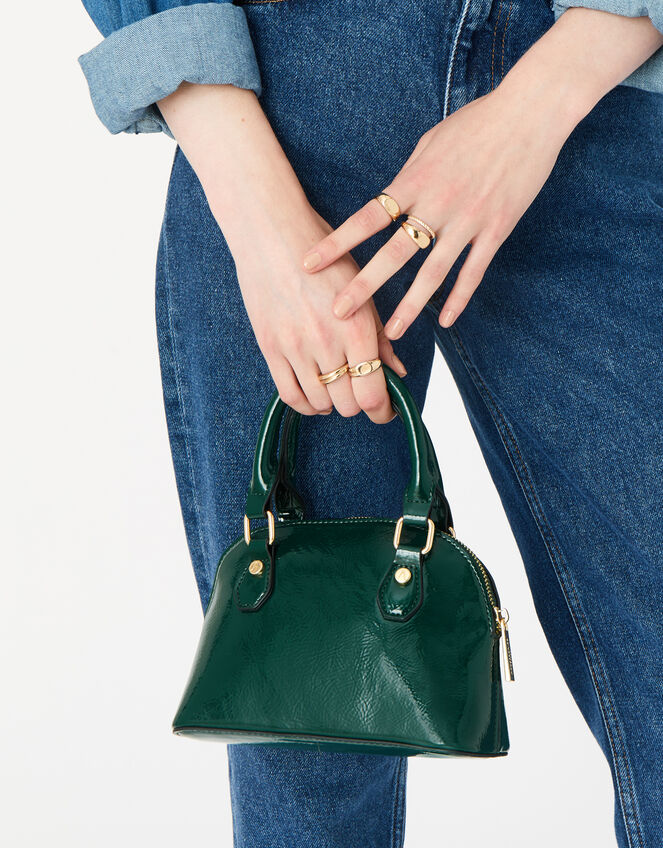 Nikki Patent Handheld Bag , Green (GREEN), large