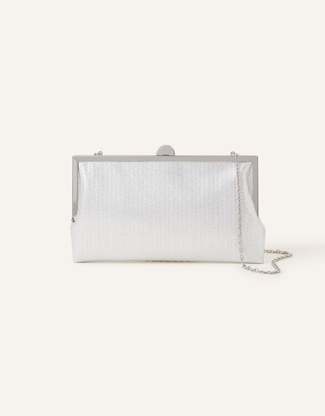 Metallic Frame Clutch Bag, Silver (SILVER), large