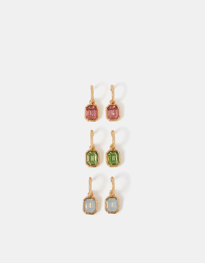 3-Pack Gem Drop Hoop Earrings, , large
