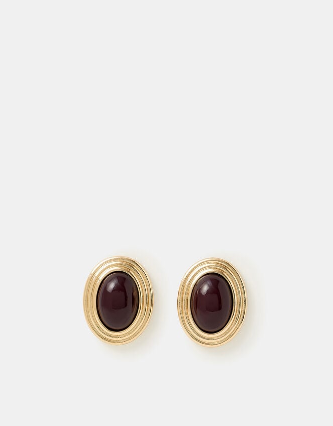 Oval Resin Stud Earrings, , large