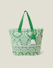 Ornamental Print Tassel Tote Bag, , large