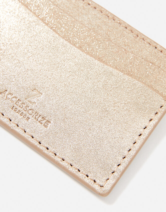 Metallic Leather Card Holder, Gold (GOLD), large