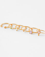Coloured Gem Ring Multipack, Multi (PASTEL-MULTI), large