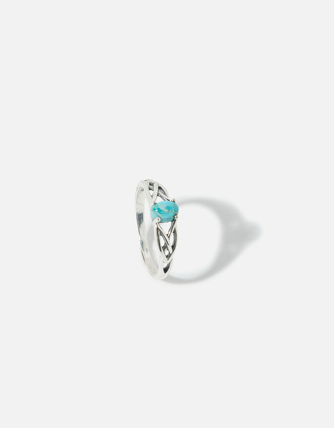Sterling Silver Turquoise Bead Ring, Silver (ST SILVER), large