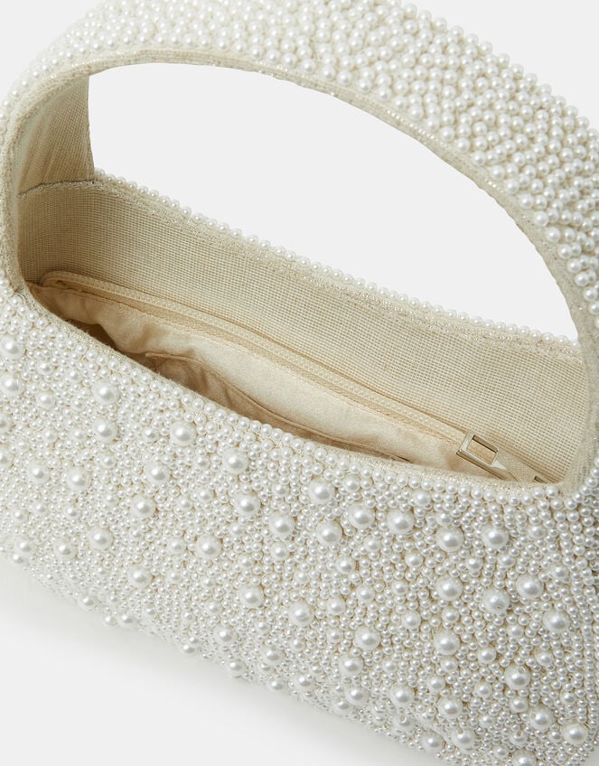 Mini Hand-Beaded Pearl Handbag, , large