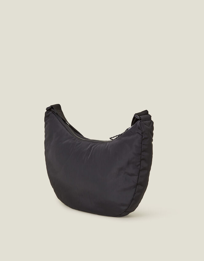 Large Floral Quilted Sling Bag, Black (BLACK), large