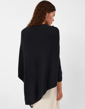 Knit Poncho, Black (BLACK), large