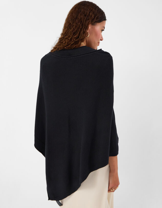 Knit Poncho, Black (BLACK), large
