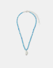 Shell Pendant Beaded Necklace Blue, , large
