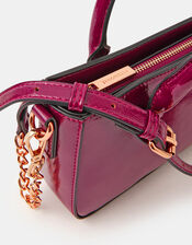 Patent Crossbody Handbag, Red (BURGUNDY), large