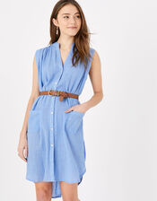 Relaxed Sleeveless Beach Shirt, Blue (BLUE), large